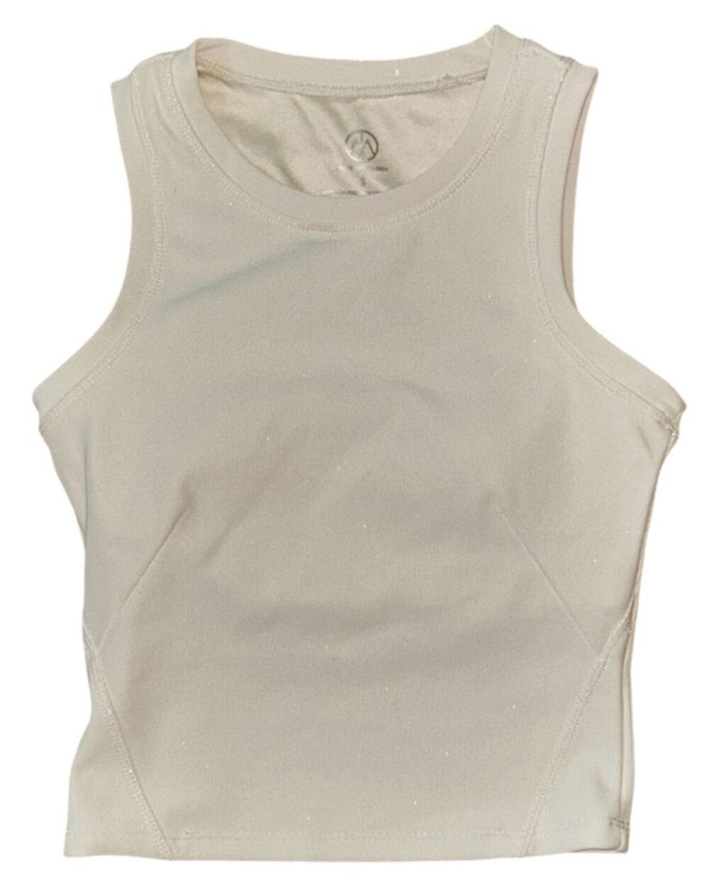 NWOT Move Theology Cream Ribbed Cropped Athletic Tank Small